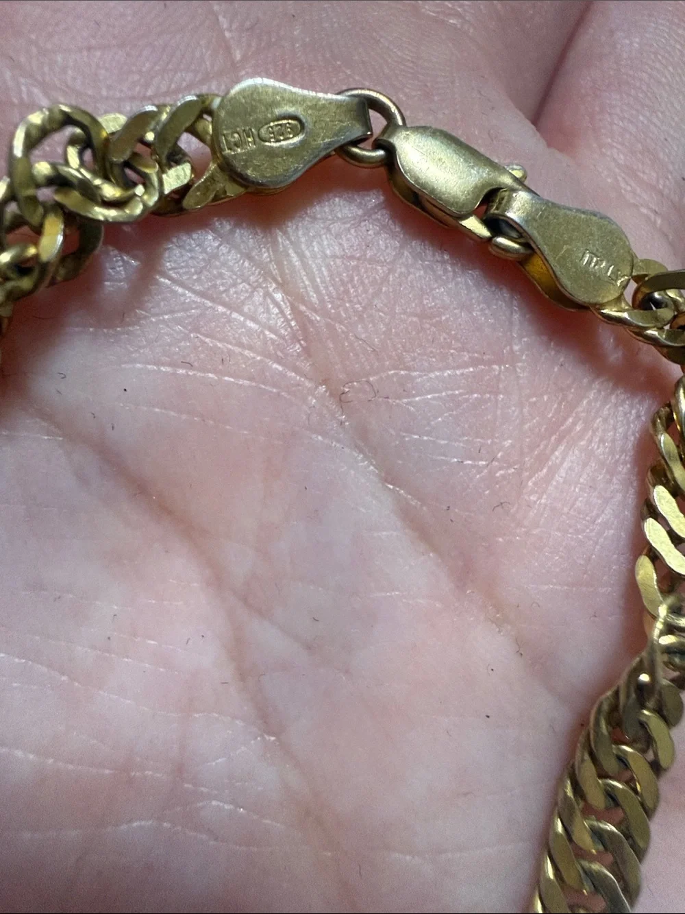 Sterling Silver 925 Gold-Tone Twisted Figaro Bracelet size 8in
